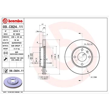 

BREMBO brzdový kotouč 09.C824.11, sada 2 ks