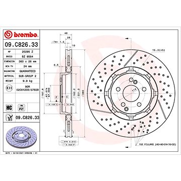 

BREMBO brzdový kotouč 09.C826.33, sada 2 ks