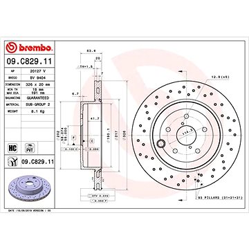 

BREMBO brzdový kotouč 09.C829.11, sada 2 ks