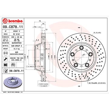 

BREMBO brzdový kotouč 09.C878.11, sada 2 ks