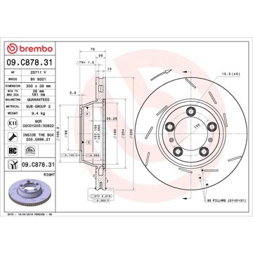 

BREMBO brzdový kotouč 09.C878.31, sada 2 ks