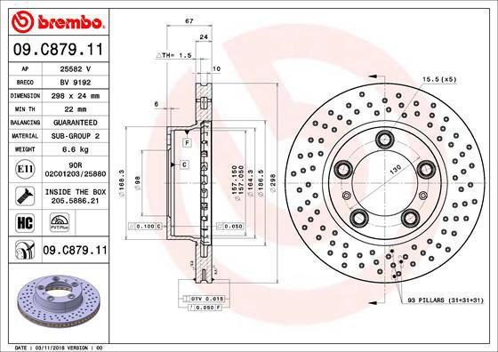 

BREMBO brzdový kotouč 09.C879.11, sada 2 ks