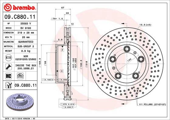 

BREMBO brzdový kotouč 09.C880.11, sada 2 ks