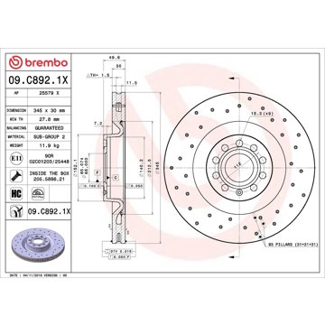 

BREMBO brzdový kotouč 09.C892.1X, sada 2 ks