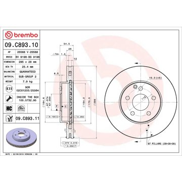 

BREMBO brzdový kotouč 09.C893.11, sada 2 ks