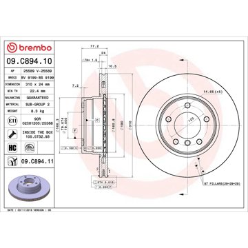 

BREMBO brzdový kotouč 09.C894.11, sada 2 ks