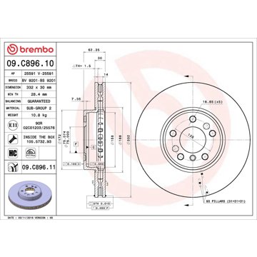

BREMBO brzdový kotouč 09.C896.11, sada 2 ks