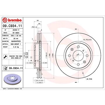 

BREMBO brzdový kotouč 09.C934.11, sada 2 ks