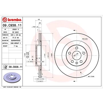 

BREMBO brzdový kotouč 09.C938.11, sada 2 ks