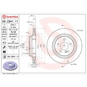 

BREMBO brzdový kotouč 09.C941.11, sada 2 ks