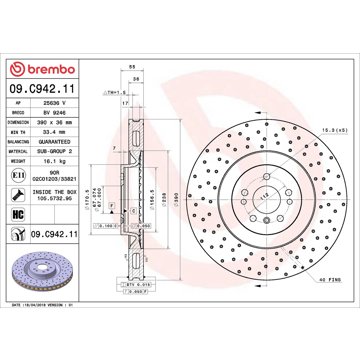 

BREMBO brzdový kotouč 09.C942.11, sada 2 ks