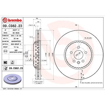 

BREMBO brzdový kotouč 09.C982.23, sada 2 ks