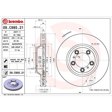

BREMBO brzdový kotouč 09.C985.21, sada 2 ks