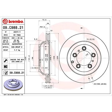 

BREMBO brzdový kotouč 09.C988.21, sada 2 ks