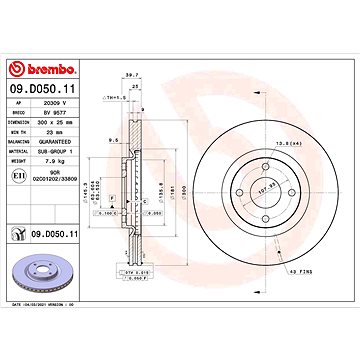 

BREMBO brzdový kotouč 09.D050.11, sada 2 ks