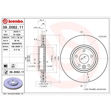 

BREMBO brzdový kotouč 09.D062.11, sada 2 ks