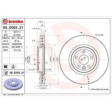 

BREMBO brzdový kotouč 09.D063.21, sada 2 ks