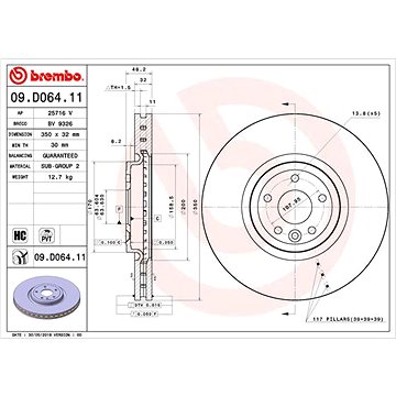

BREMBO brzdový kotouč 09.D064.11, sada 2 ks