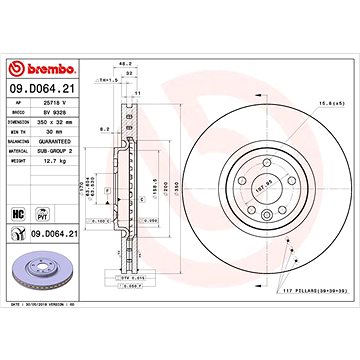 

BREMBO brzdový kotouč 09.D064.21, sada 2 ks