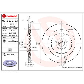 

BREMBO brzdový kotouč 09.D070.23, sada 2 ks