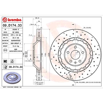 

BREMBO brzdový kotouč 09.D174.33, sada 2 ks