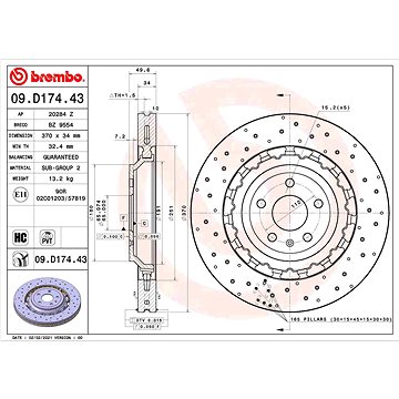 

BREMBO brzdový kotouč 09.D174.43, sada 2 ks