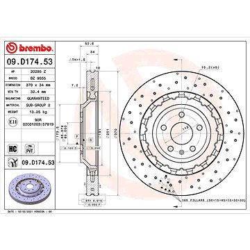

BREMBO brzdový kotouč 09.D174.53, sada 2 ks