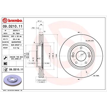 

BREMBO brzdový kotouč 09.D210.11, sada 2 ks