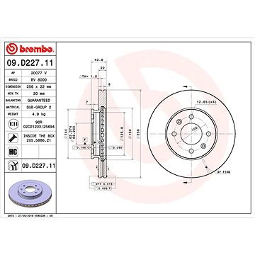 

BREMBO brzdový kotouč 09.D227.11, sada 2 ks