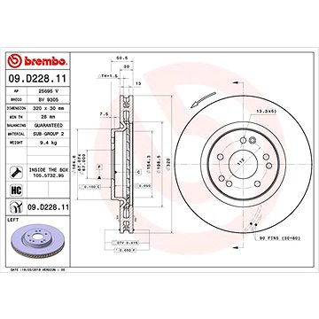 

BREMBO brzdový kotouč 09.D228.11, sada 2 ks