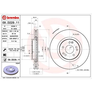 

BREMBO brzdový kotouč 09.D229.11, sada 2 ks