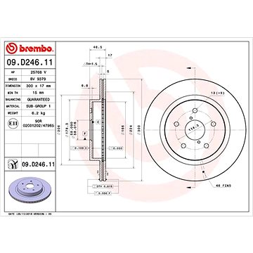 

BREMBO brzdový kotouč 09.D246.11, sada 2 ks