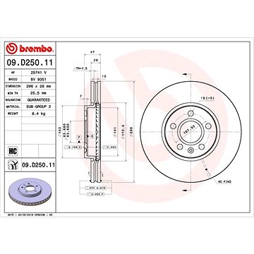 

BREMBO brzdový kotouč 09.D250.11, sada 2 ks
