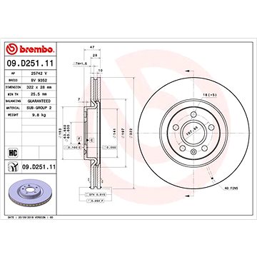 

BREMBO brzdový kotouč 09.D251.11, sada 2 ks