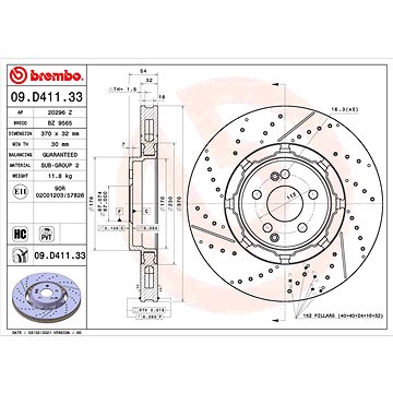 

BREMBO brzdový kotouč 09.D411.33, sada 2 ks
