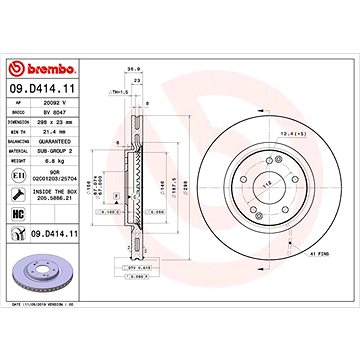 

BREMBO brzdový kotouč 09.D414.11, sada 2 ks