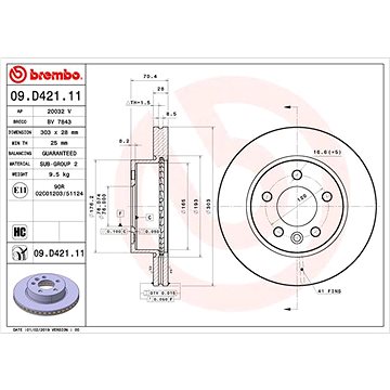 

BREMBO brzdový kotouč 09.D421.11, sada 2 ks