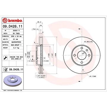 

BREMBO brzdový kotouč 09.D426.11, sada 2 ks