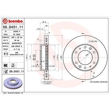 

BREMBO brzdový kotouč 09.D431.11, sada 2 ks