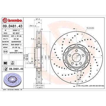 

BREMBO brzdový kotouč 09.D481.43, sada 2 ks