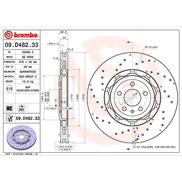 

BREMBO brzdový kotouč 09.D482.33, sada 2 ks