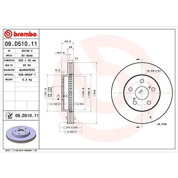 

BREMBO brzdový kotouč 09.D510.11, sada 2 ks