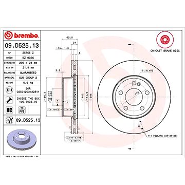 

BREMBO brzdový kotouč 09.D525.13, sada 2 ks