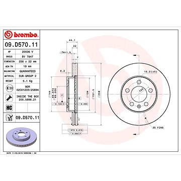 

BREMBO brzdový kotouč 09.D570.11, sada 2 ks