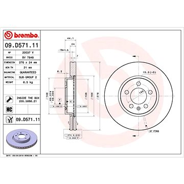 

BREMBO Kotouč brzd Kamiq/Scala 276mm přední 09.D571.11, sada 2 ks
