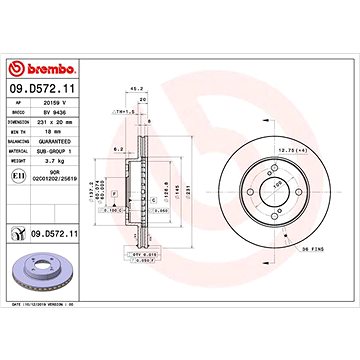 

BREMBO brzdový kotouč 09.D572.11, sada 2 ks