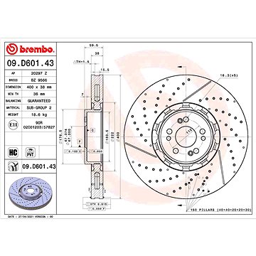 

BREMBO brzdový kotouč 09.D601.43, sada 2 ks