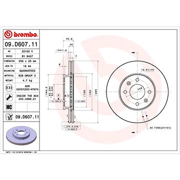 

BREMBO brzdový kotouč 09.D607.11, sada 2 ks