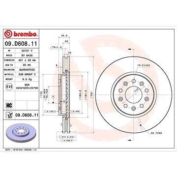 

BREMBO brzdový kotouč 09.D608.11, sada 2 ks