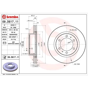 

BREMBO brzdový kotouč 09.D617.11, sada 2 ks